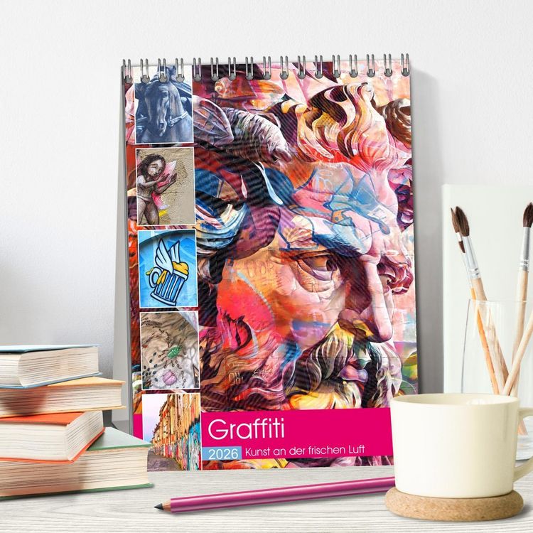 Produktbild: Graffiti Kunst an der frischen Luft (Tischkalender 2026 DIN A5 hoch), CALVENDO Monatskalender