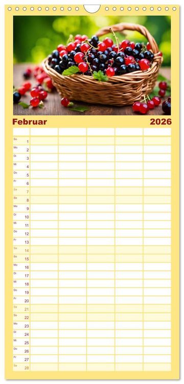Produktbild: Familienplaner 2026 - Gesundes frisches Obst mit 5 Spalten (Wandkalender, 21 x 45 cm) CALVENDO