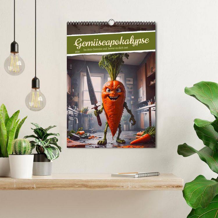 Produktbild: Gem&uuml;seapokalypse - Iss dein Gem&uuml;se auf, bevor es dich isst (Wandkalender 2026 DIN A3 hoch), CALVENDO Monatskalender