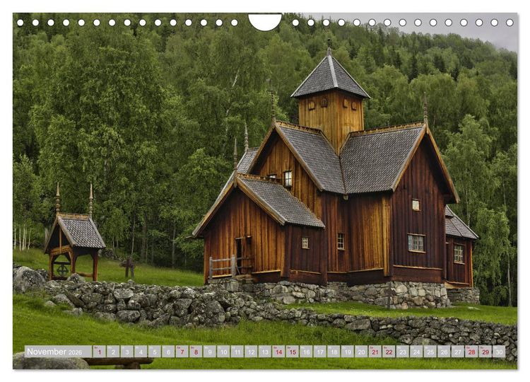 Produktbild: Norwegens Stabkirchen (Wandkalender 2026 DIN A4 quer), CALVENDO Monatskalender