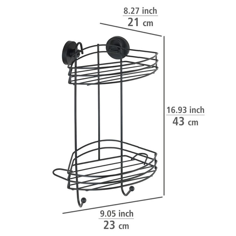 Produktbild: Mod. Vacuum-Loc&reg; Eckregal 2 Etagen Schwarz, Wandablage, Befestigen ohne bohren