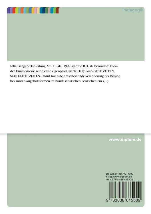 Produktbild: Daily Soaps und ihre m&ouml;glichen Auswirkungen auf die Sozialisation von Jugendlichen
