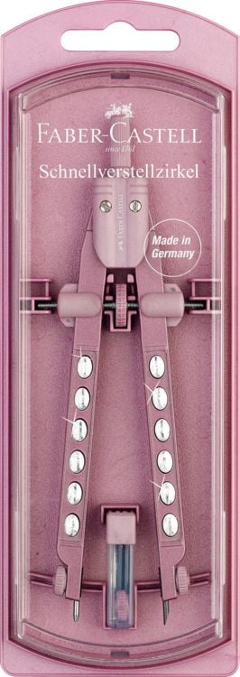 Produktbild: Faber-Castell Schnellverstellzirkel Factory Sparkle gr&uuml;n lila rosa 3fach sortiert