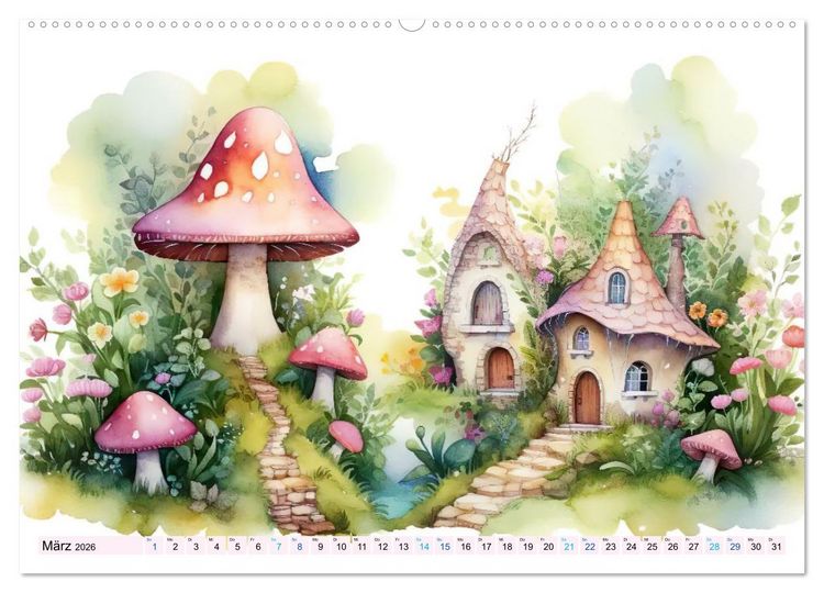 Produktbild: M&auml;rchenhafte Feenh&auml;uschen (hochwertiger Premium Wandkalender 2026 DIN A2 quer), Kunstdruck in Hochglanz