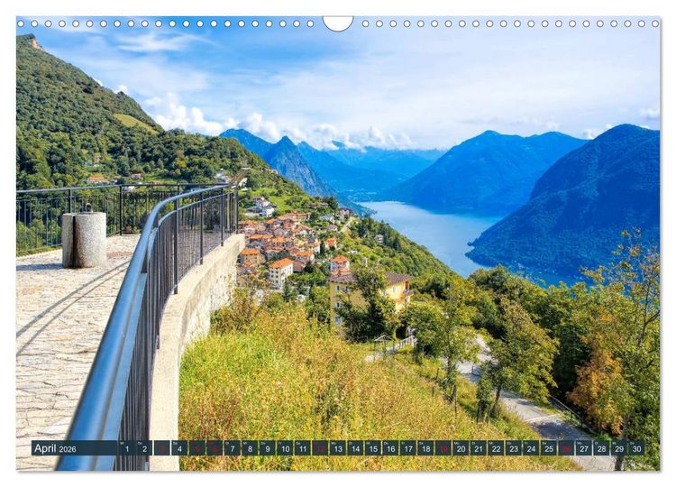 Produktbild: Luganer See - Zwischen Schweizer und Italienischen Alpen (Wandkalender 2026 DIN A3 quer), CALVENDO Monatskalender