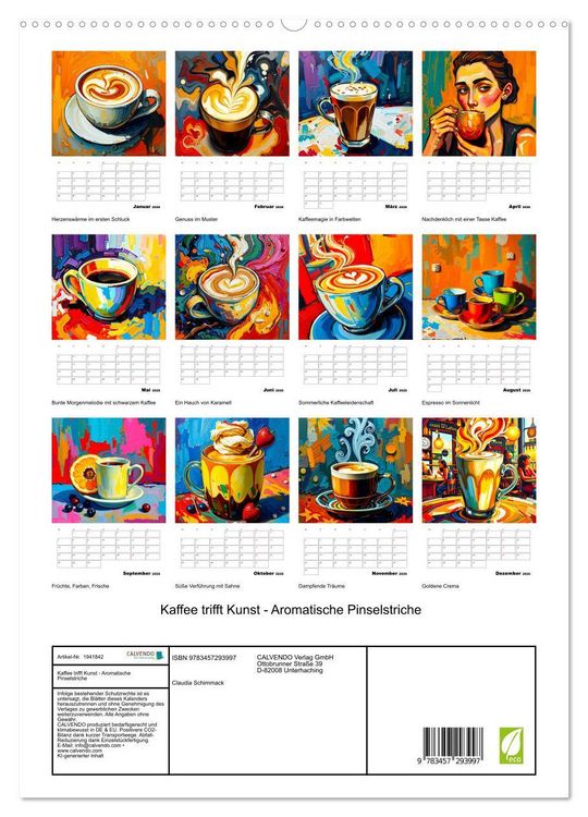 Produktbild: Kaffee trifft Kunst - Aromatische Pinselstriche (hochwertiger Premium Wandkalender 2026 DIN A2 hoch), Kunstdruck in Hochglanz