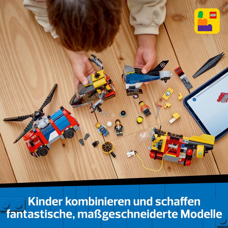 Produktbild: LEGO City Kombinationsset mit Hubschrauber, L&ouml;schauto und U-Boot 60462