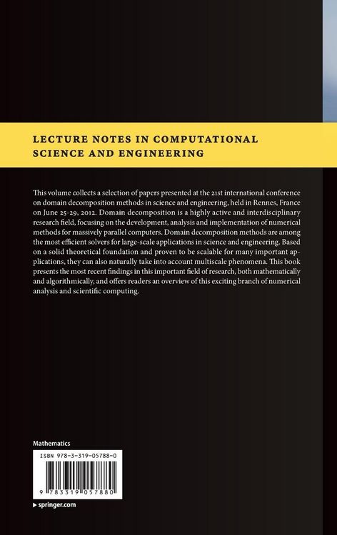 Produktbild: Domain Decomposition Methods in Science and Engineering XXI