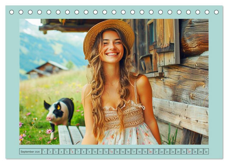 Produktbild: Almwiesenm&auml;rchen. Zauberhafte Frauen und gute Laune in den Bergen (Tischkalender 2026 DIN A5 quer), CALVENDO Monatskalender