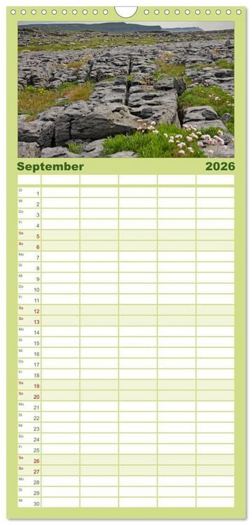 Produktbild: Familienplaner 2026 - Irlands vielf&auml;ltige Landschaften mit 5 Spalten (Wandkalender, 21 x 45 cm) CALVENDO