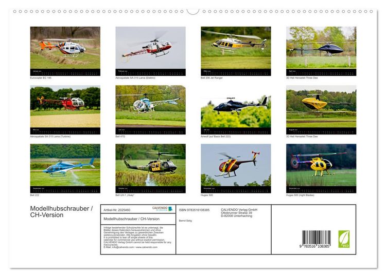 Produktbild: Modellhubschrauber / CH-Version (hochwertiger Premium Wandkalender 2026 DIN A2 quer), Kunstdruck in Hochglanz