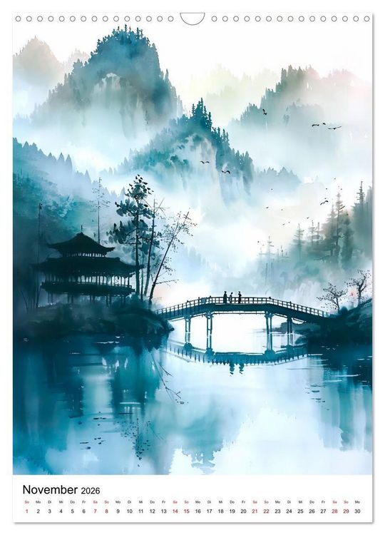 Produktbild: China in Wasserfarben - Idyllische Reise durch Traumlandschaften (Wandkalender 2026 DIN A3 hoch), CALVENDO Monatskalender