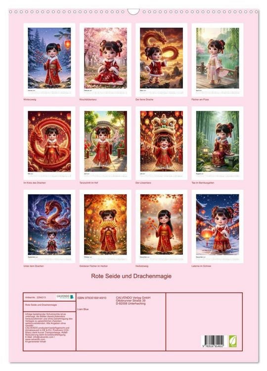 Produktbild: Rote Seide und Drachenmagie (Wandkalender 2027 DIN A2 hoch), CALVENDO Monatskalender