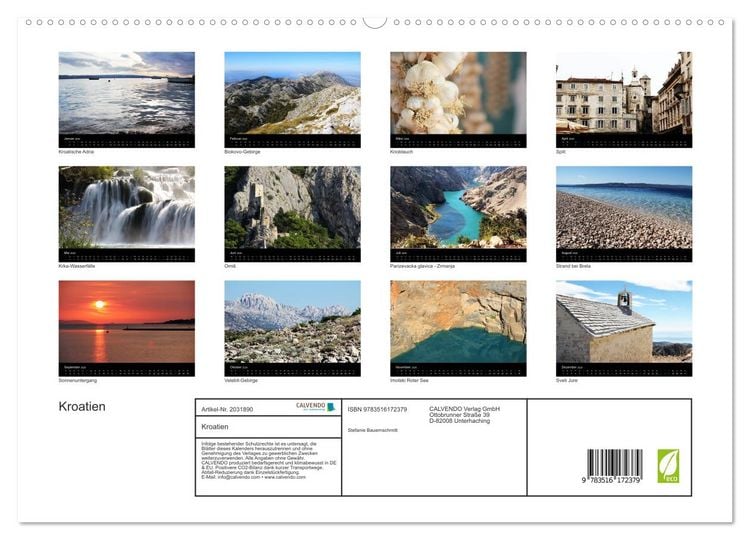 Produktbild: Kroatien (hochwertiger Premium Wandkalender 2026 DIN A2 quer), Kunstdruck in Hochglanz