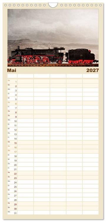 Produktbild: Familienplaner 2027 - Dampflokomotiven in Spur N mit 5 Spalten (Wandkalender, 21 x 45 cm) CALVENDO