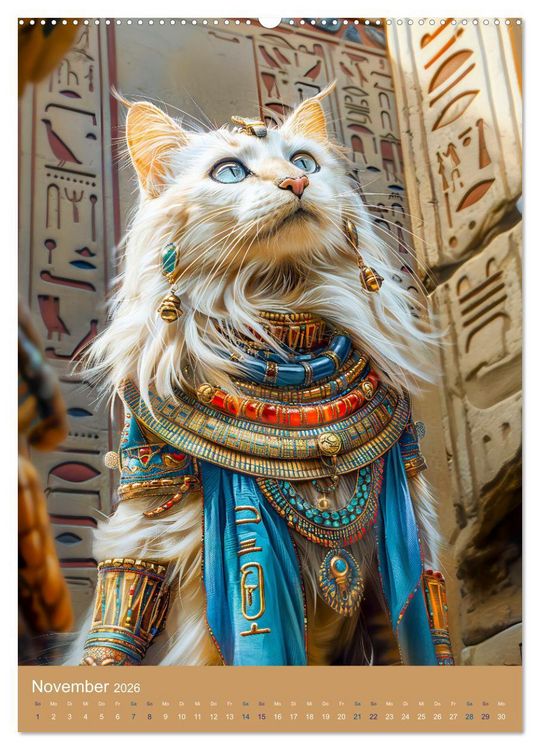 Produktbild: &Auml;gyptens Katzen - G&ouml;ttliche Eleganz im Stile der Pharaonen (hochwertiger Premium Wandkalender 2026 DIN A2 hoch), Kunstdruck in Hochglanz