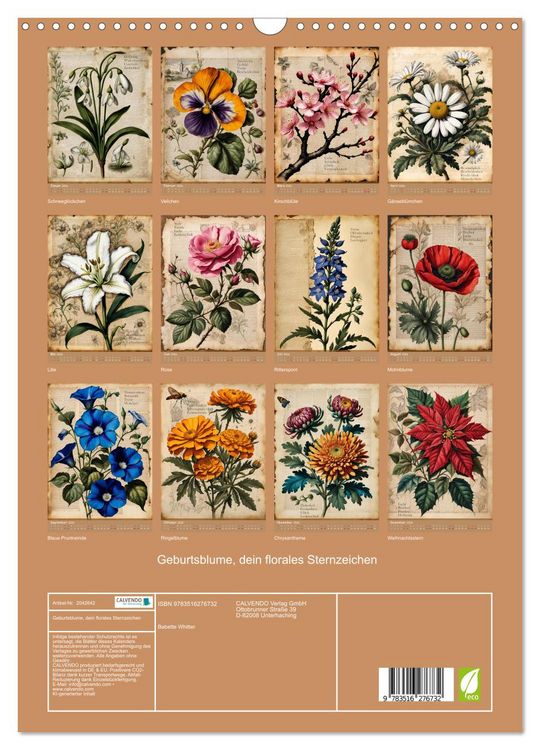 Produktbild: Geburtsblume, dein florales Sternzeichen (Wandkalender 2026 DIN A3 hoch), CALVENDO Monatskalender