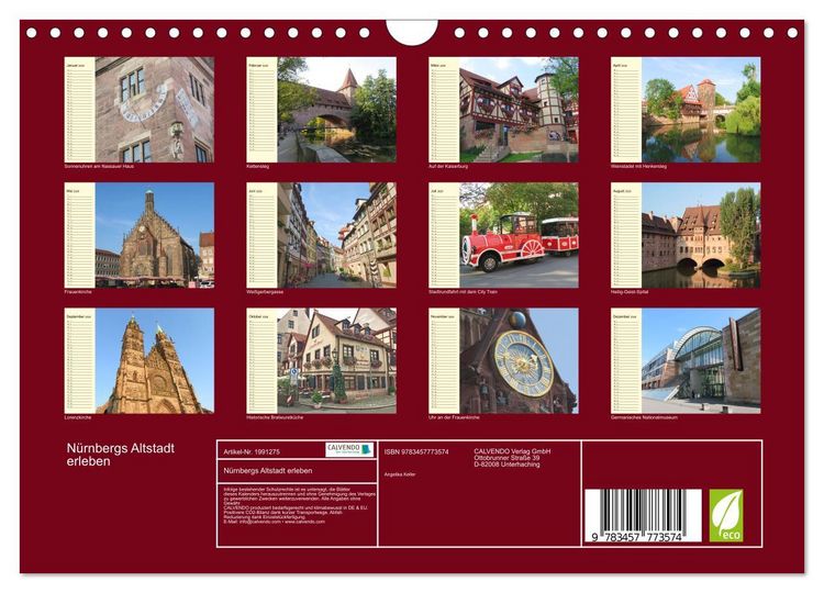 Produktbild: N&uuml;rnbergs Altstadt erleben (Wandkalender 2026 DIN A4 quer), CALVENDO Monatskalender