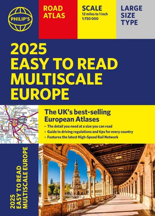 Produktbild: 2025 Philip's Easy to Read Multiscale Road Atlas of Europe