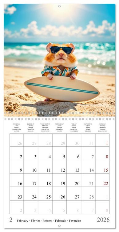 Produktbild: On holiday with AI hamsters (Wall Calendar 2026 12 &times; 12 Inch) CALVENDO 12 Month Wall Calendar