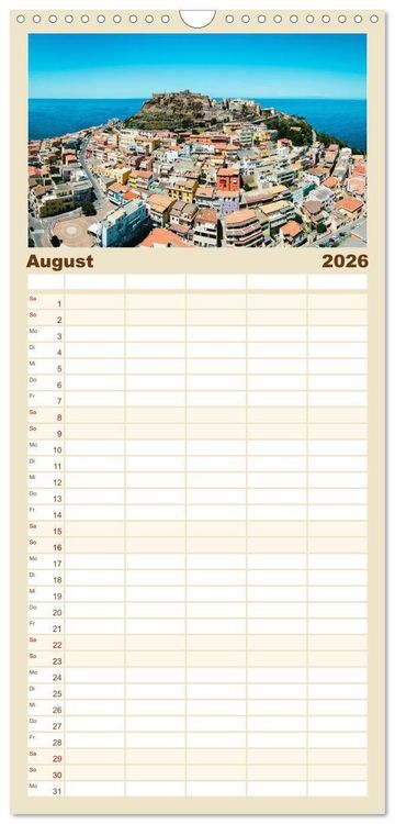 Produktbild: Familienplaner 2026 - Sardinien. Sch&ouml;ne Landschaften und bunte St&auml;dte. mit 5 Spalten (Wandkalender, 21 x 45 cm) CALVENDO