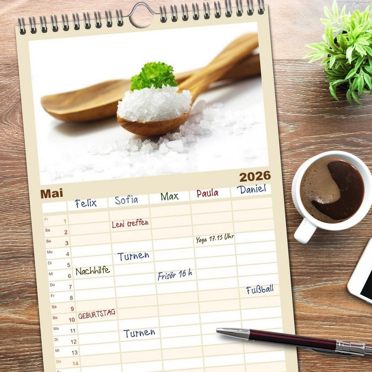 Produktbild: Familienplaner 2026 - Leichte K&uuml;che mit 5 Spalten (Wandkalender, 21 x 45 cm) CALVENDO