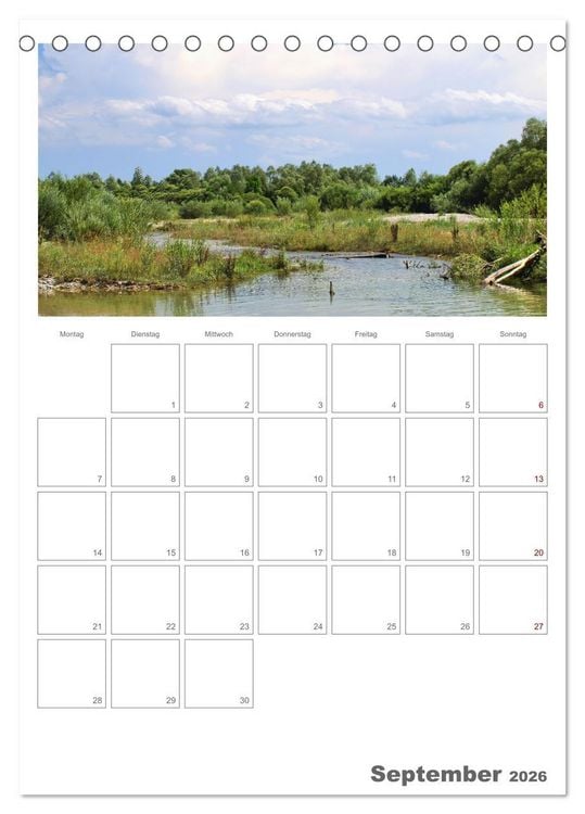 Produktbild: Alpenfl&uuml;sse - Ammer, Isar, Lech und Loisach (Tischkalender 2026 DIN A5 hoch), CALVENDO Monatskalender