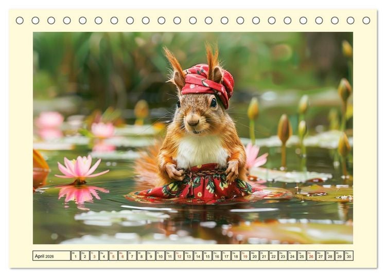 Produktbild: H&ouml;rnchen-Mode in der Natur. Niedliche Eichh&ouml;rnchen auf trendiger Mission (Tischkalender 2026 DIN A5 quer), CALVENDO Monatskalender
