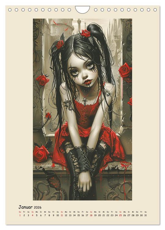 Produktbild: Gothic-Girls. Bizzare Comic-Art (Wandkalender 2026 DIN A4 hoch), CALVENDO Monatskalender