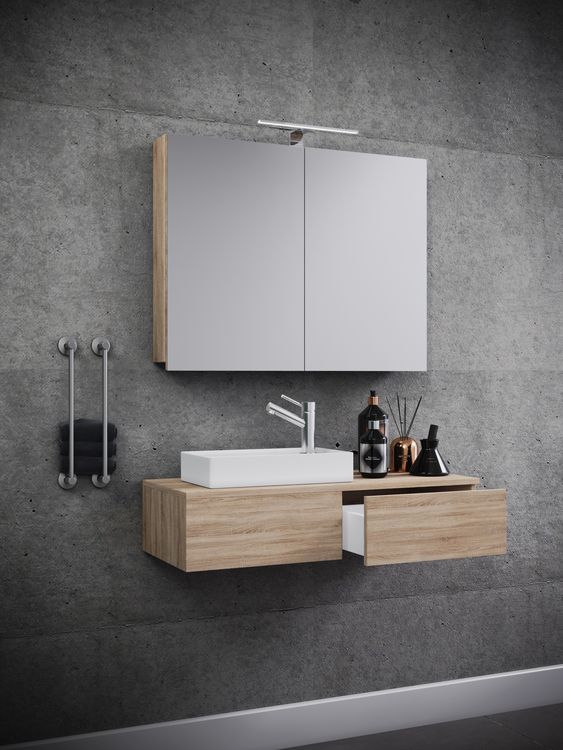 Produktbild: 3-tlg G&auml;ste WC Waschplatz Waschtisch Gudas Schrank