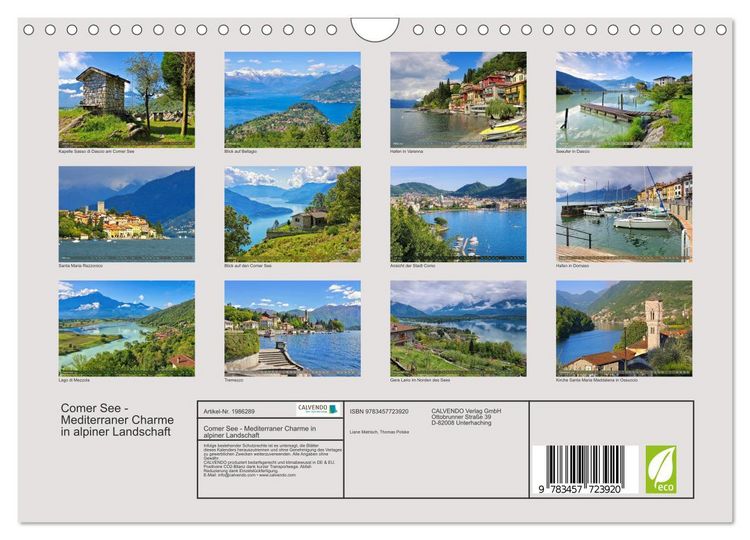 Produktbild: Comer See - Mediterraner Charme in alpiner Landschaft (Wandkalender 2026 DIN A4 quer), CALVENDO Monatskalender