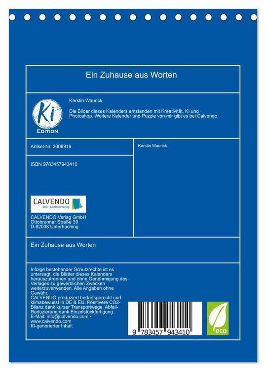 Produktbild: Ein Zuhause aus Worten (Tischkalender 2026 DIN A5 hoch), CALVENDO Monatskalender