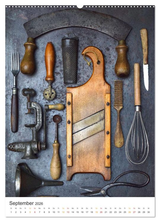 Produktbild: Vintage K&uuml;chenutensilien (hochwertiger Premium Wandkalender 2026 DIN A2 hoch), Kunstdruck in Hochglanz