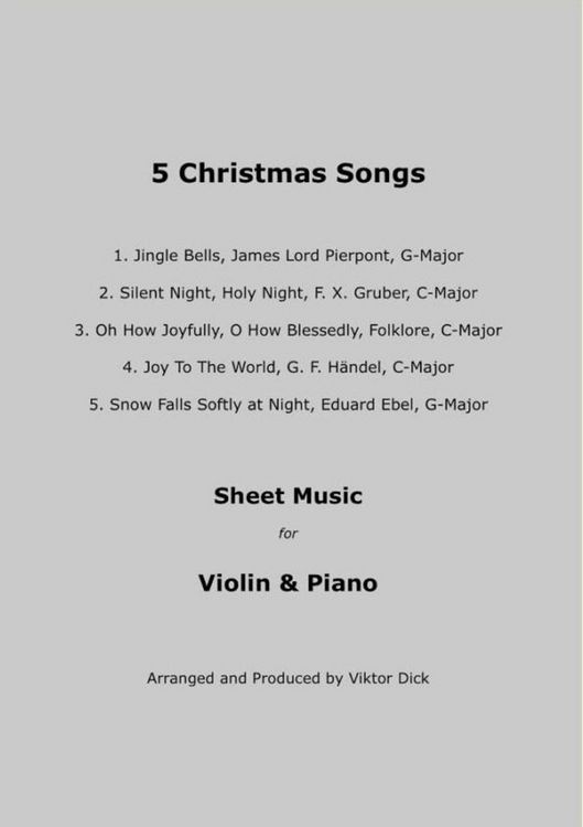 Produktbild: 5 Christmas Songs Sheet Music for Violin & Piano