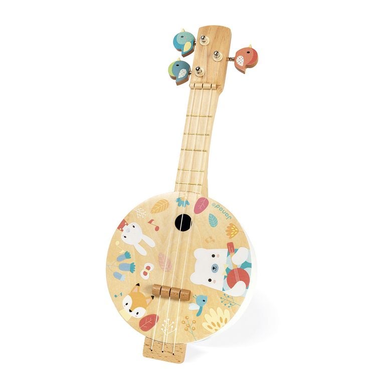 Produktbild: Kinder-Banjo aus Holz mit Vogel-Stimmschl&uuml;sseln & Nylonsaiten