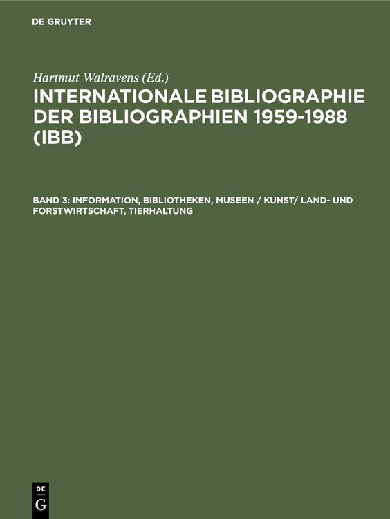 Produktbild: Information, Bibliotheken, Museen / Kunst/ Land- und Forstwirtschaft, Tierhaltung