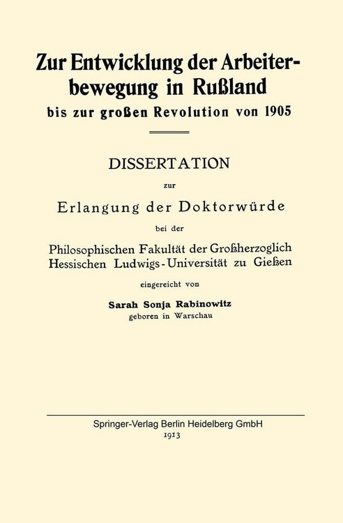 Produktbild: Zur Entwicklung der Arbeiterbewegung in Ru&szlig;land bis zur gro&szlig;en Revolution von 1905