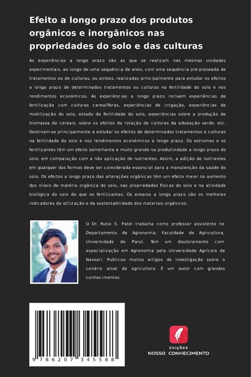 Produktbild: Efeito a longo prazo dos produtos org&acirc;nicos e inorg&acirc;nicos nas propriedades do solo e das culturas