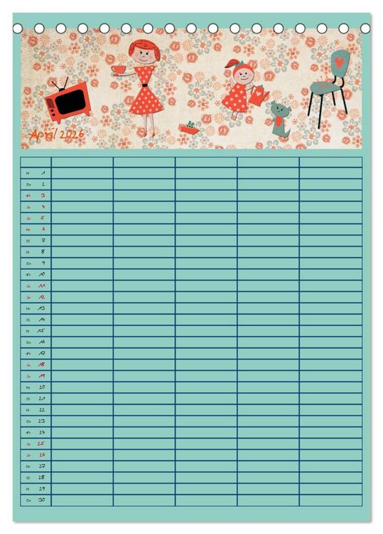 Produktbild: Unser buntes Familienleben (Tischkalender 2026 DIN A5 hoch), CALVENDO Monatskalender
