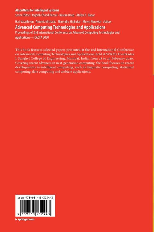 Produktbild: Advanced Computing Technologies and Applications