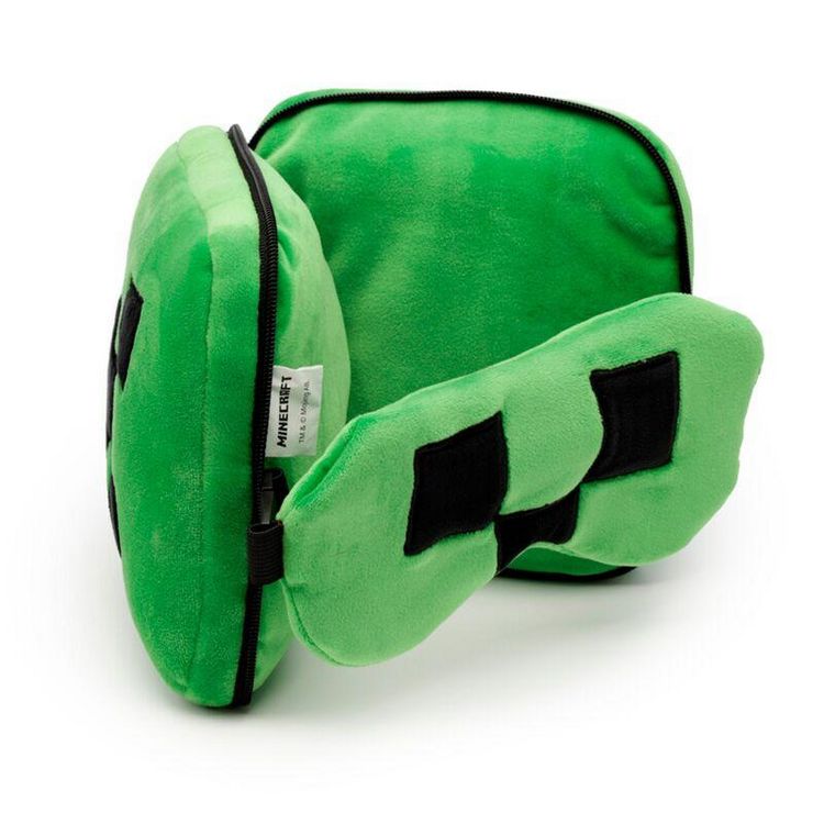 Produktbild: Relaxeazzz Pl&uuml;sch Minecraft Creeper Reisekissen & Schlafmask