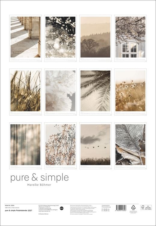 Produktbild: Mareike B&ouml;hmer: pure & simple Kalender 2027