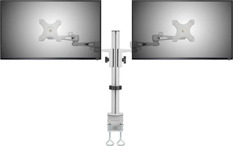 Produktbild: SpeaKa Professional SP-5986112 Monitor-Tischhalterung 2 Display(s) 33,0cm (13\") - 68,6cm (27\") Grau H&ouml;henverstellbar, Neigbar