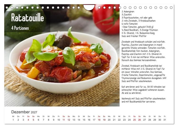 Produktbild: Fleischlos gl&uuml;cklich - 12 Foodfotos mit leckeren Rezepten (Wandkalender 2027 DIN A4 quer), CALVENDO Monatskalender