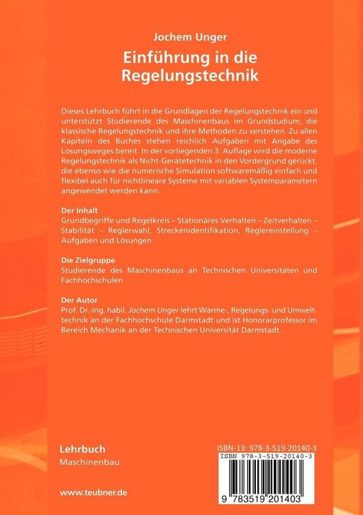 Produktbild: Einf&uuml;hrung in die Regelungstechnik