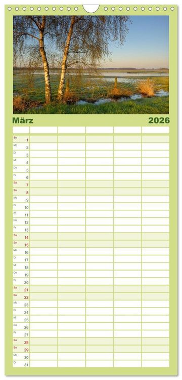 Produktbild: Familienplaner 2026 - Der Niederrhein im Wandel der Jahreszeiten mit 5 Spalten (Wandkalender, 21 x 45 cm) CALVENDO