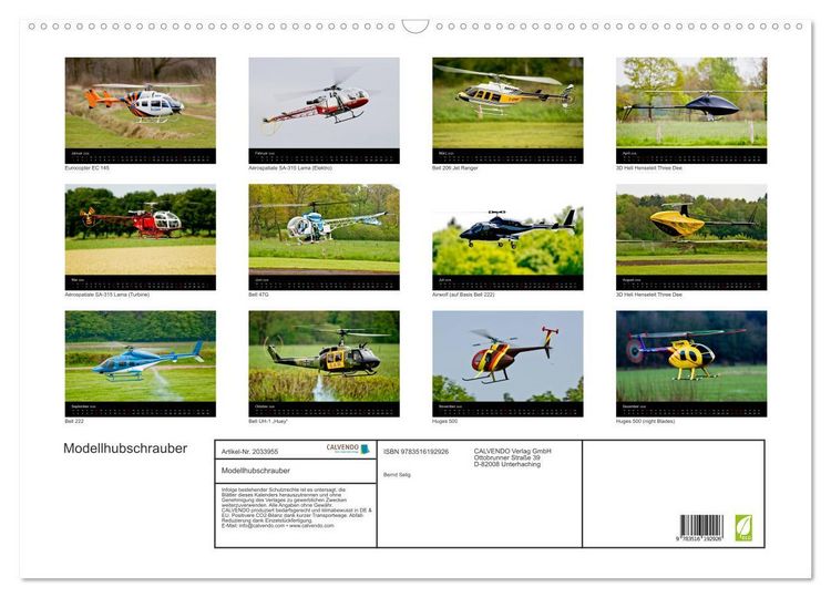 Produktbild: Modellhubschrauber (Wandkalender 2026 DIN A2 quer), CALVENDO Monatskalender