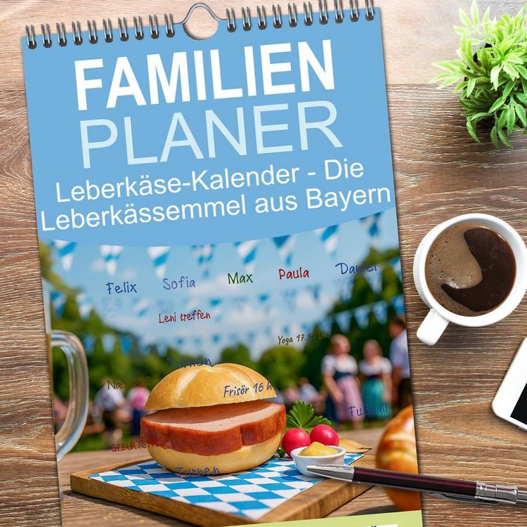 Produktbild: Familienplaner 2026 - Leberk&auml;se-Kalender - Die Leberk&auml;ssemmel aus Bayern mit 5 Spalten (Wandkalender, 21 x 45 cm) CALVENDO