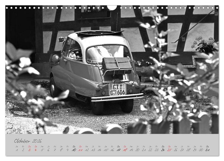 Produktbild: BMW Isetta 300 in schwarzwei&szlig; (Wandkalender 2026 DIN A3 quer), CALVENDO Monatskalender
