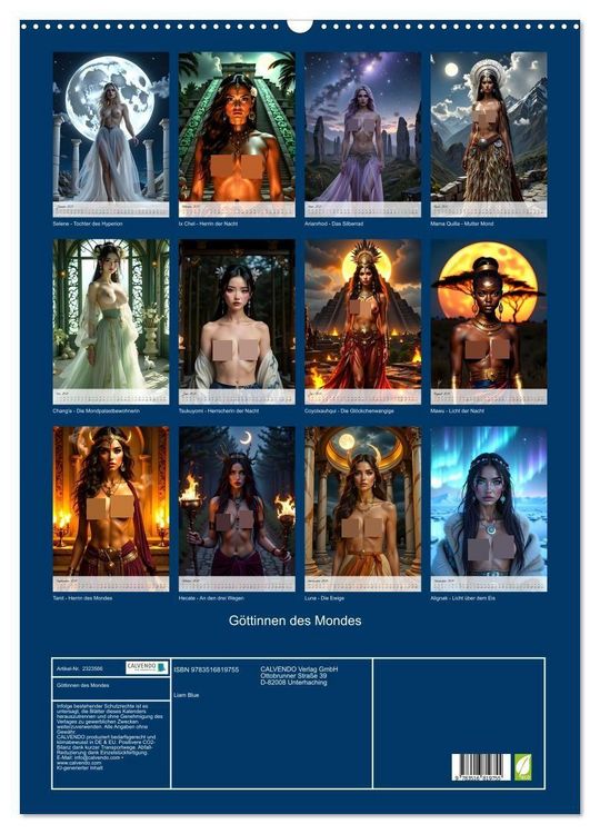 Produktbild: G&ouml;ttinnen des Mondes (Wandkalender 2027 DIN A2 hoch), CALVENDO Monatskalender
